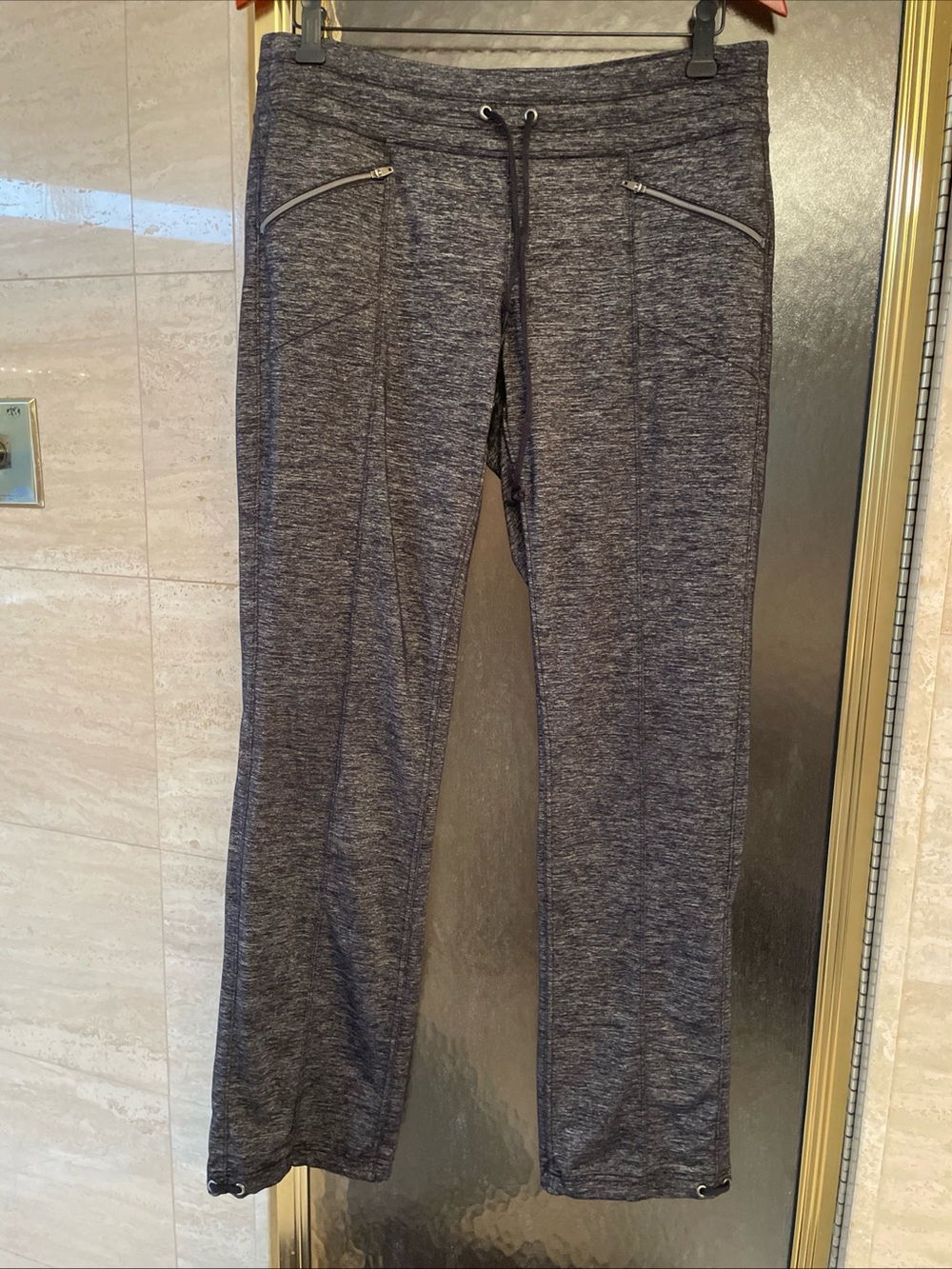 Athleta Heather Grey Athletic Casual Pants Drawstring Elastic Waist Sz M Pockets